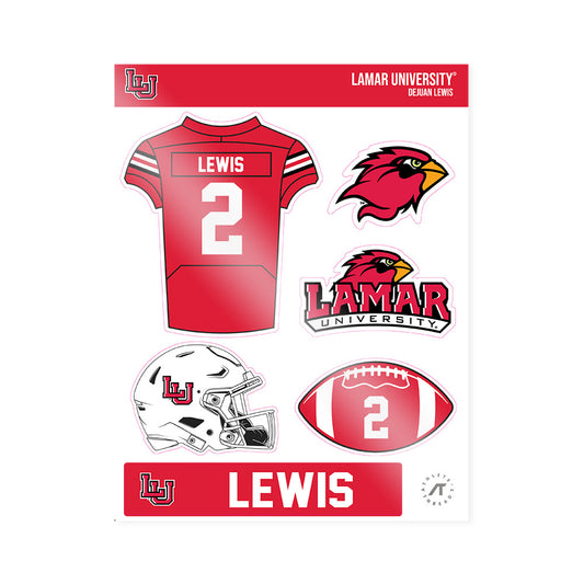 Lamar - NCAA Football : DeJuan Lewis - Sticker Sheet-0