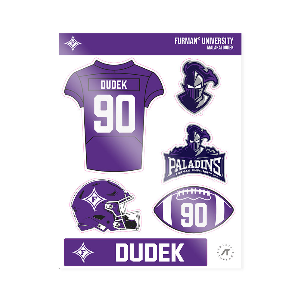 Furman - NCAA Football : Malakai Dudek - Sticker Sheet-0