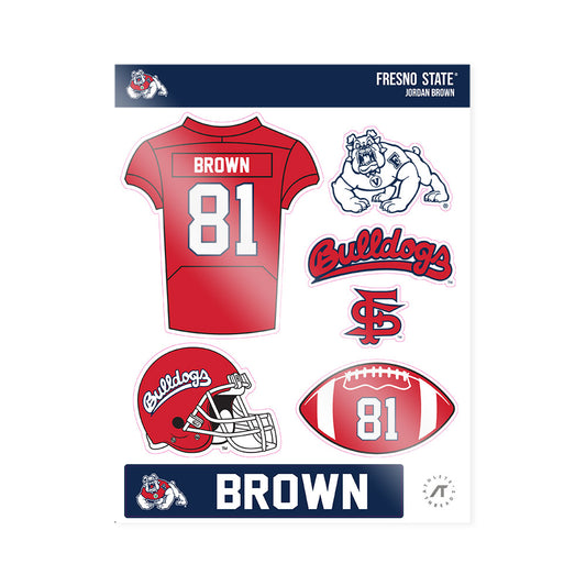 Fresno State - NCAA Football : Jordan Brown - Sticker Sheet-0