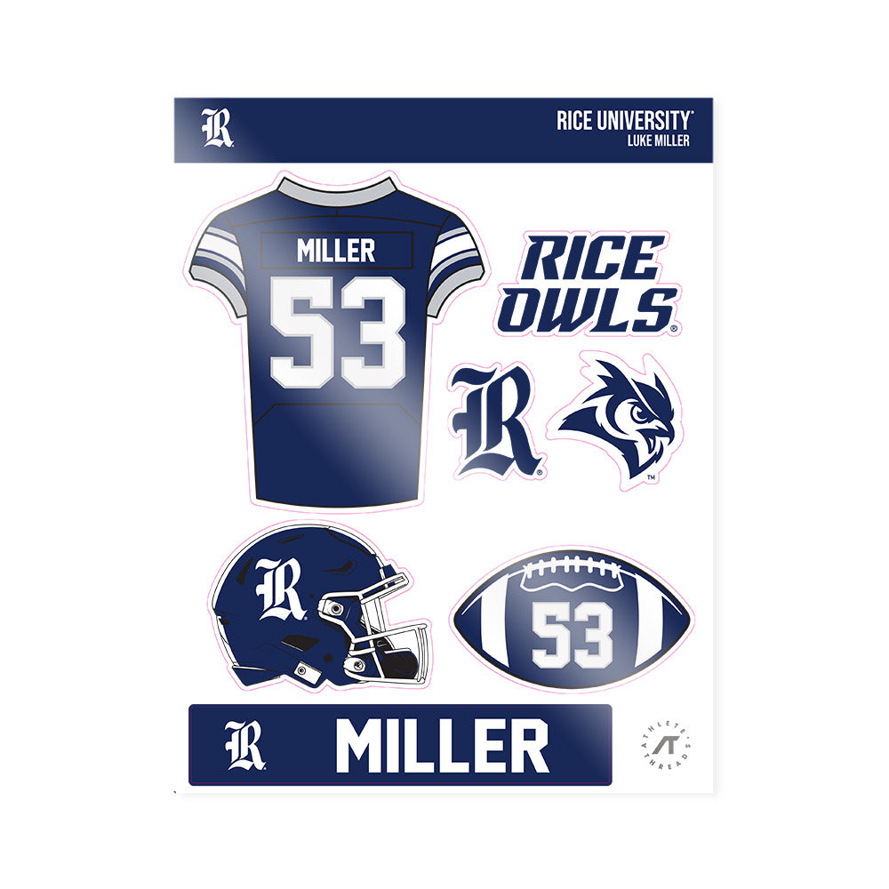 Rice - NCAA Football : Luke Miller - Sticker Sheet-0