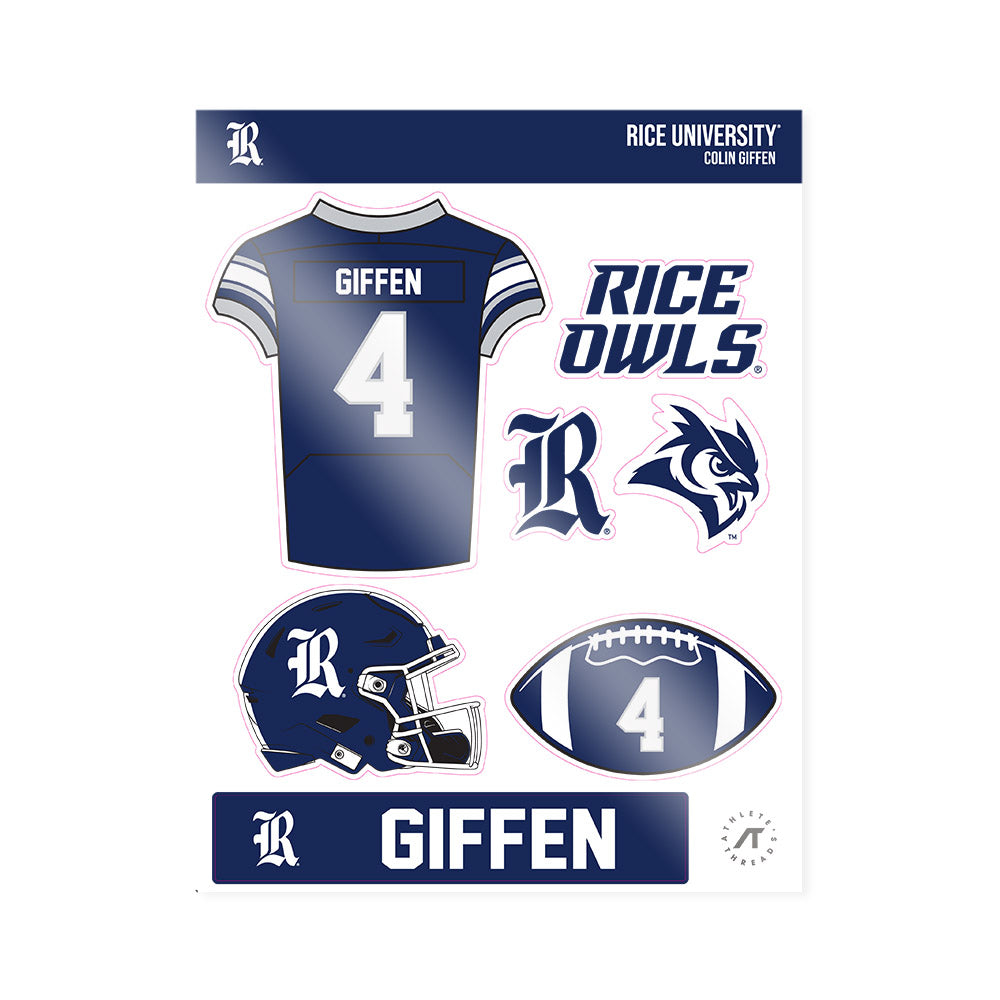 Rice - NCAA Football : Colin Giffen - Sticker Sheet-0