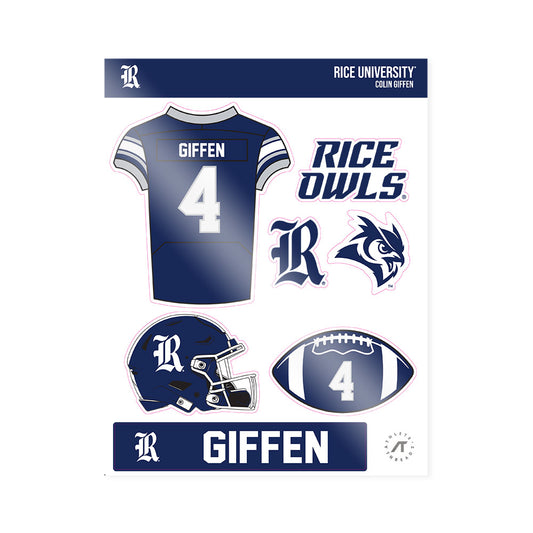 Rice - NCAA Football : Colin Giffen - Sticker Sheet-0