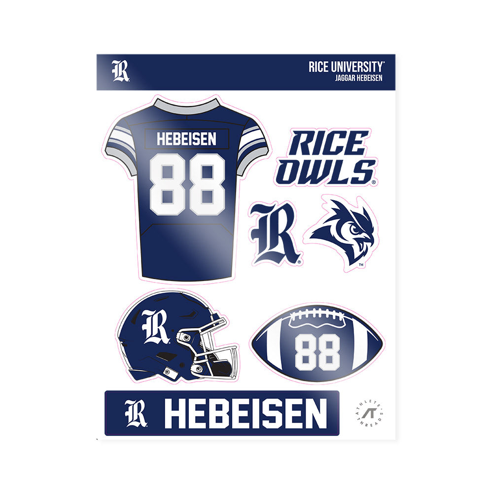 Rice - NCAA Football : Jaggar Hebeisen - Sticker Sheet-0