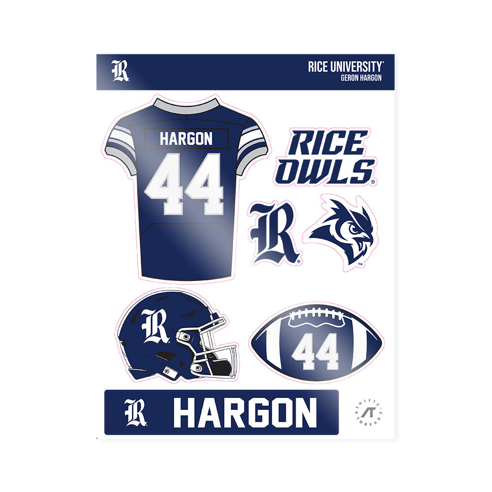 Rice - NCAA Football : Geron Hargon - Sticker Sheet-0