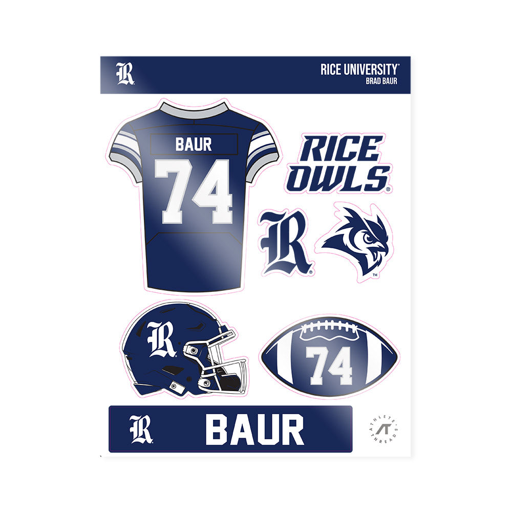 Rice - NCAA Football : Brad Baur - Sticker Sheet-0