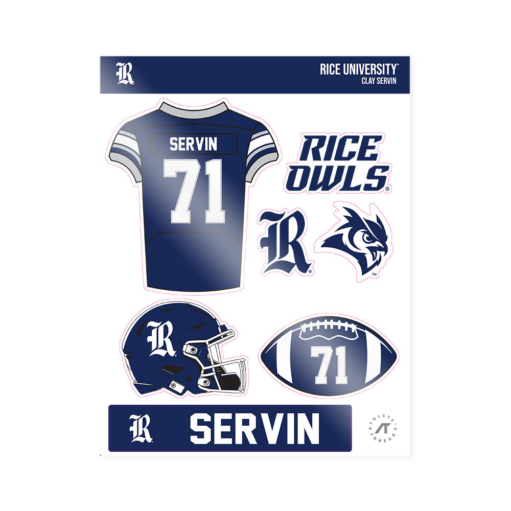 Rice - NCAA Football : Clay Servin - Sticker Sheet-0