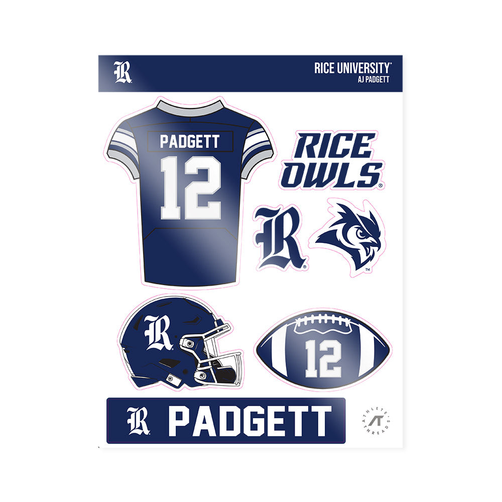 Rice - NCAA Football : AJ Padgett - Sticker Sheet-0