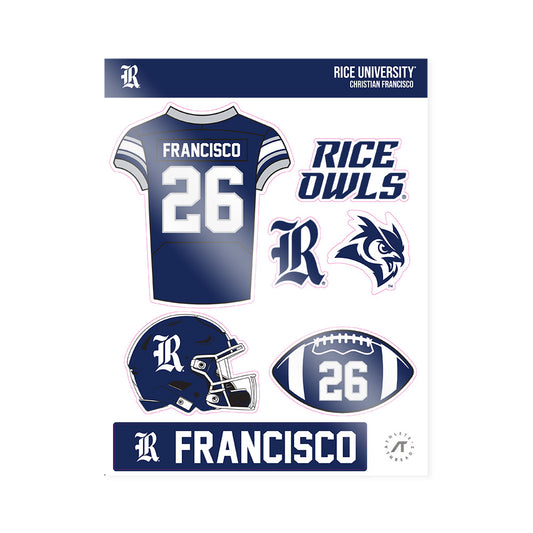 Rice - NCAA Football : Christian Francisco - Sticker Sheet-0