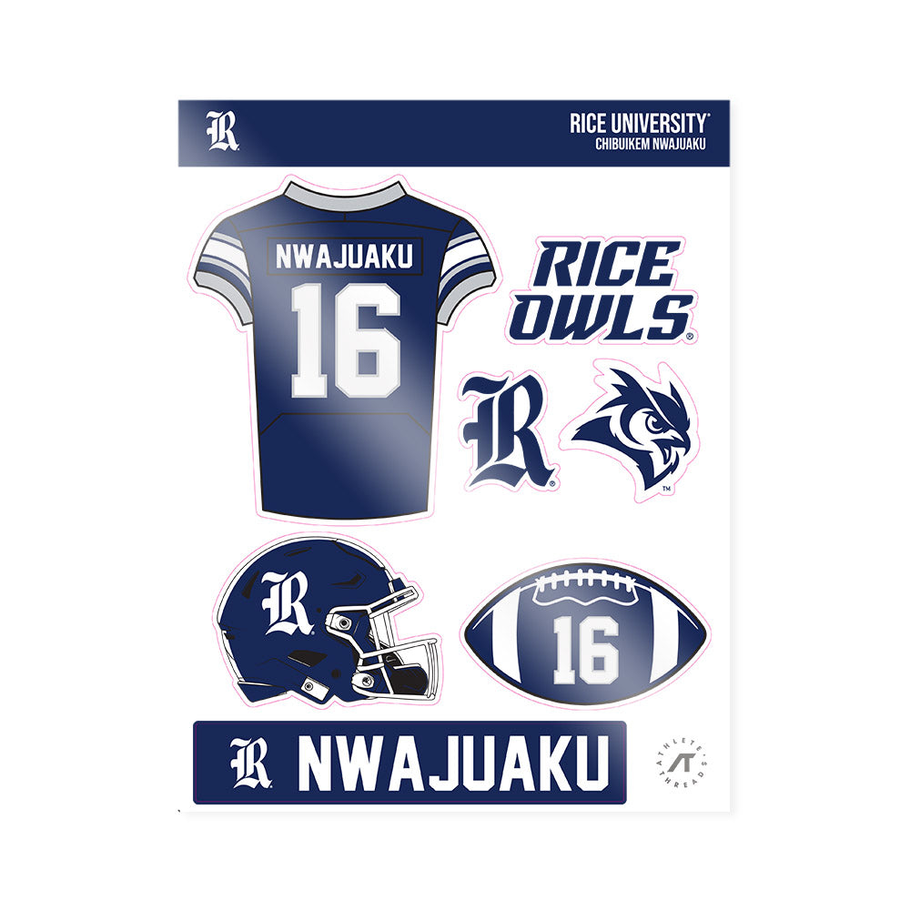 Rice - NCAA Football : Chibuikem Nwajuaku - Sticker Sheet-0