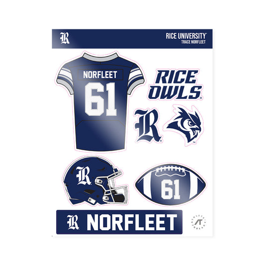 Rice - NCAA Football : Trace Norfleet - Sticker Sheet-0