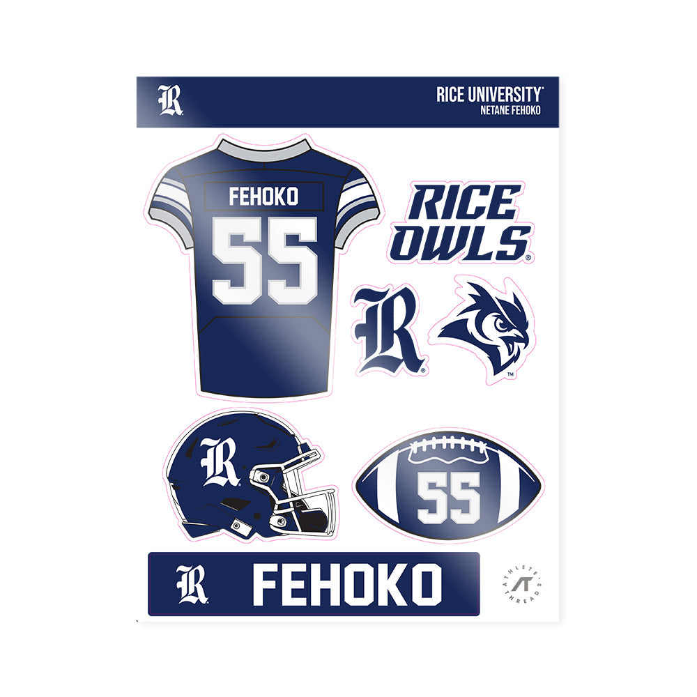 Rice - NCAA Football : Netane Fehoko - Sticker Sheet-0