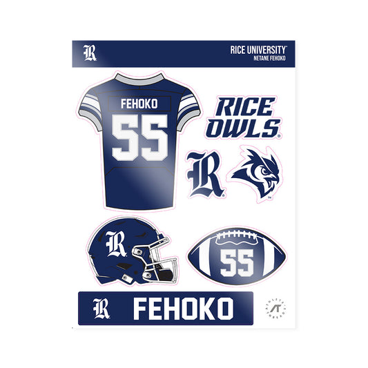 Rice - NCAA Football : Netane Fehoko - Sticker Sheet-0