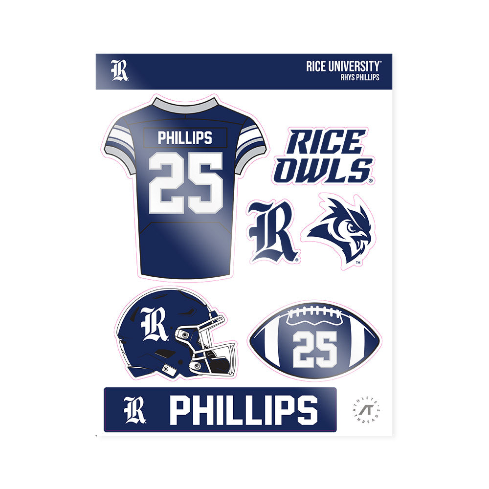 Rice - NCAA Football : Rhys Phillips - Sticker Sheet-0