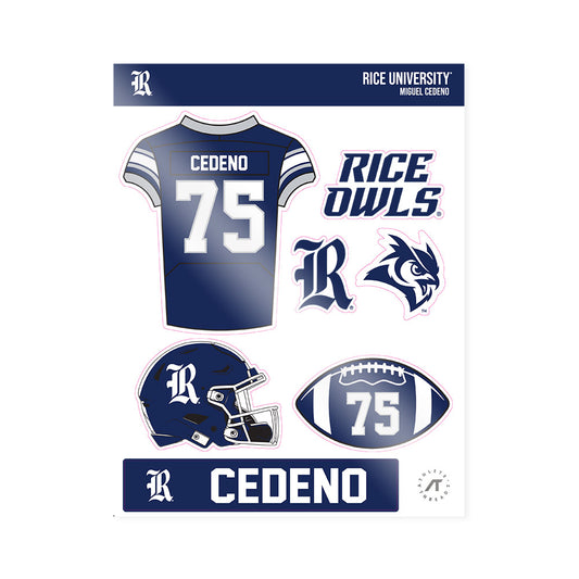 Rice - NCAA Football : Miguel Cedeno - Sticker Sheet-0