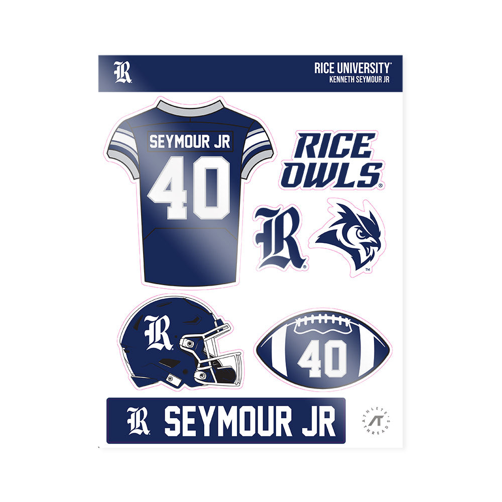 Rice - NCAA Football : Kenneth Seymour Jr - Sticker Sheet-0