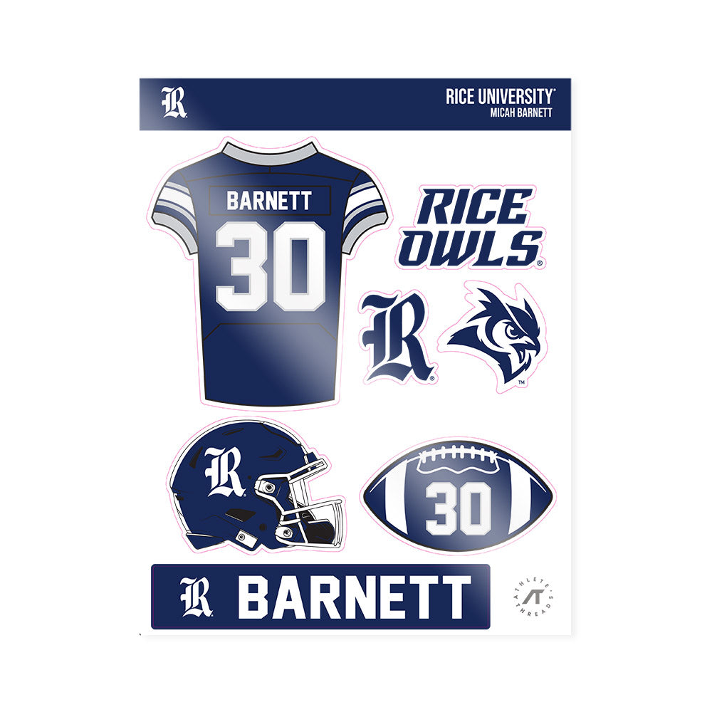 Rice - NCAA Football : Micah Barnett - Sticker Sheet-0