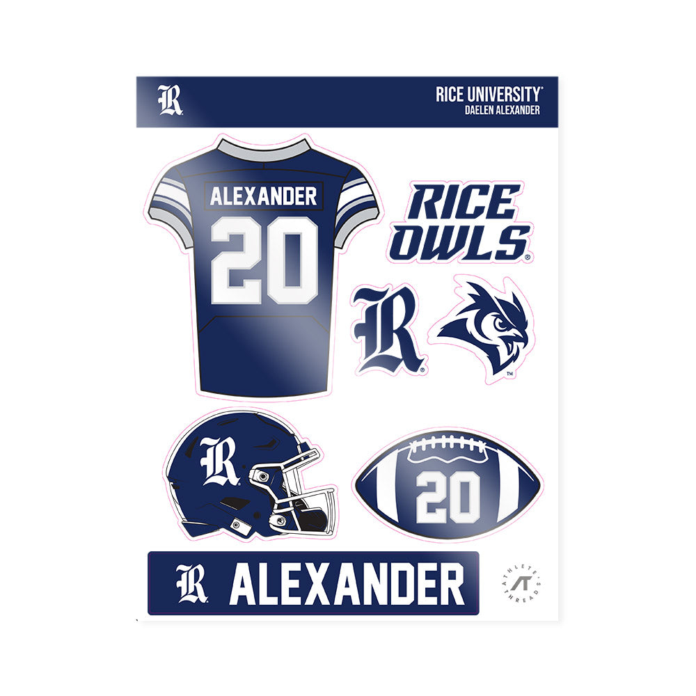 Rice - NCAA Football : Daelen Alexander - Sticker Sheet-0