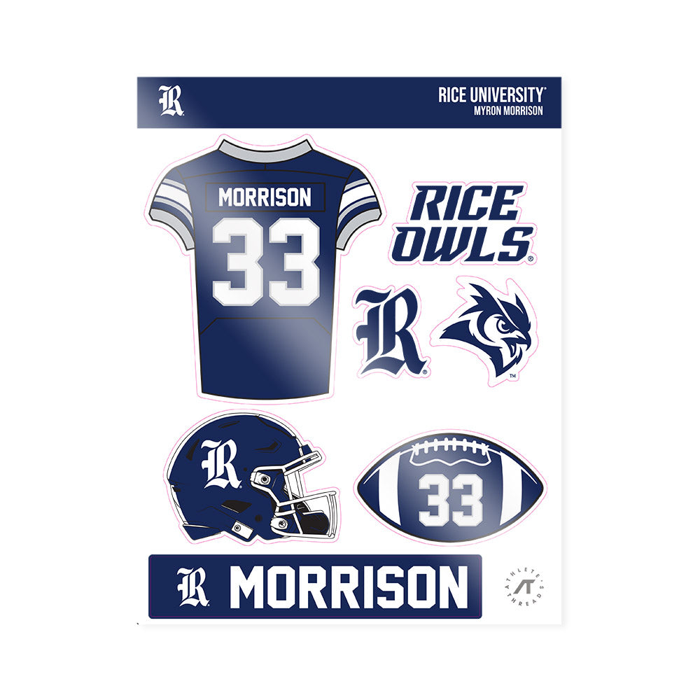 Rice - NCAA Football : Myron Morrison - Sticker Sheet-0