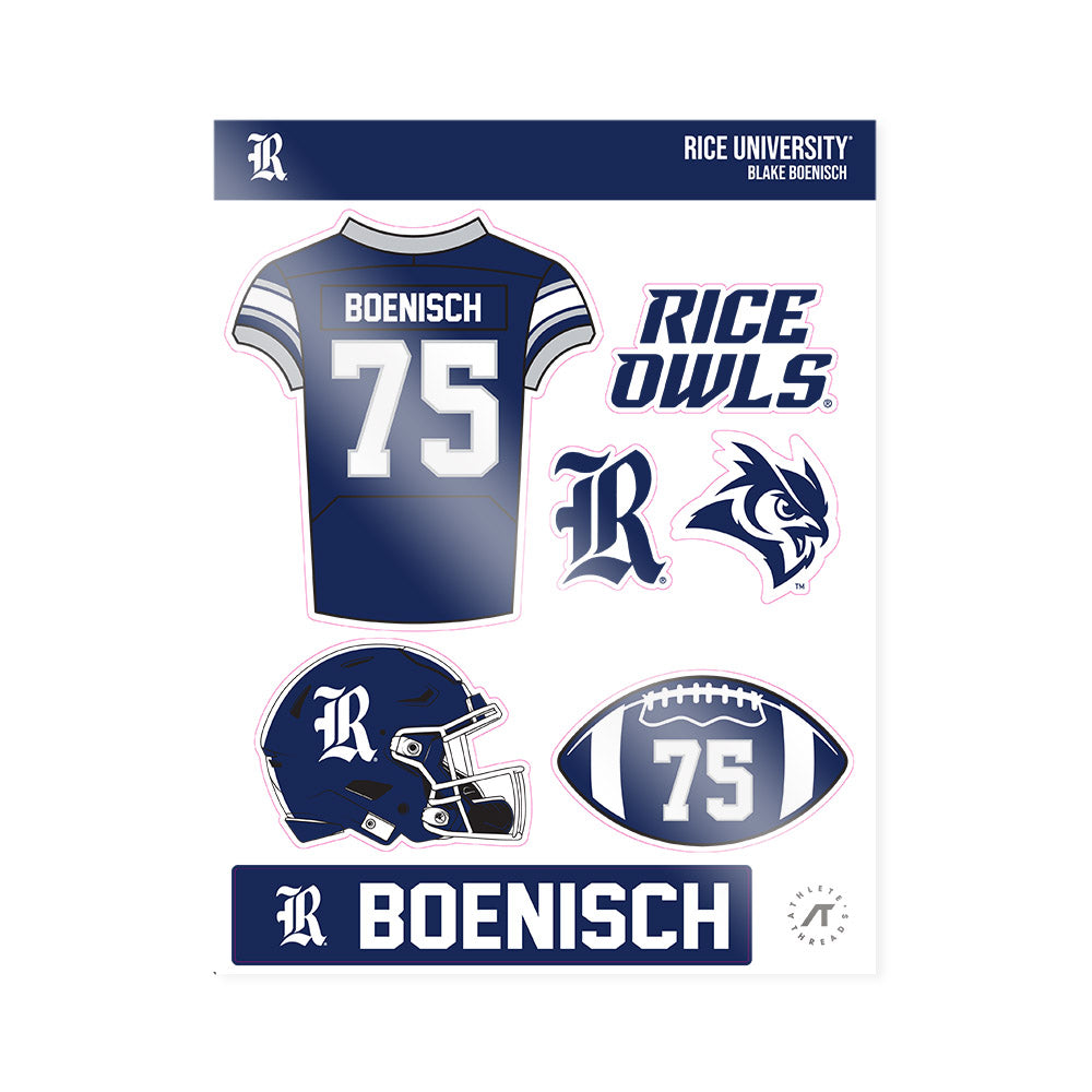 Rice - NCAA Football : Blake Boenisch - Sticker Sheet-0