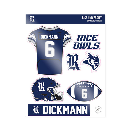 Rice - NCAA Football : Drayden Dickmann - Sticker Sheet-0