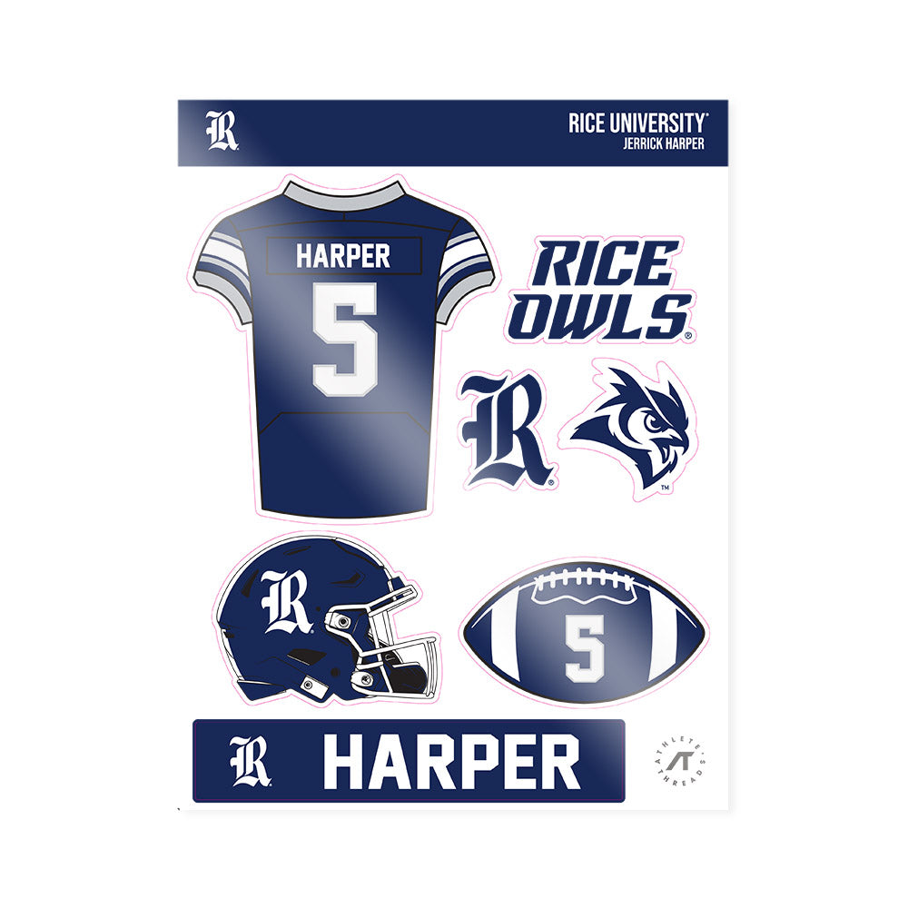 Rice - NCAA Football : Jerrick Harper - Sticker Sheet-0