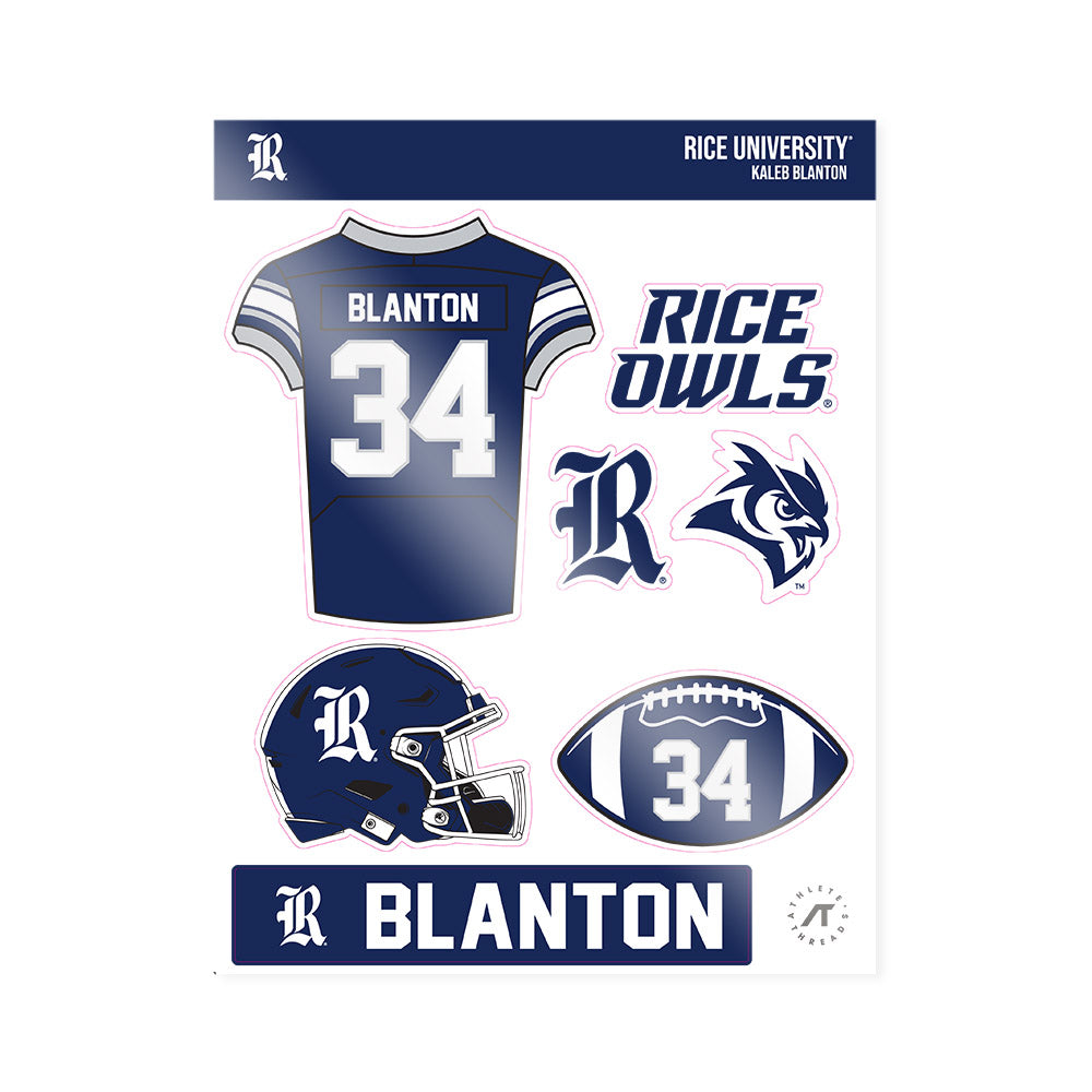 Rice - NCAA Football : Kaleb Blanton - Sticker Sheet-0