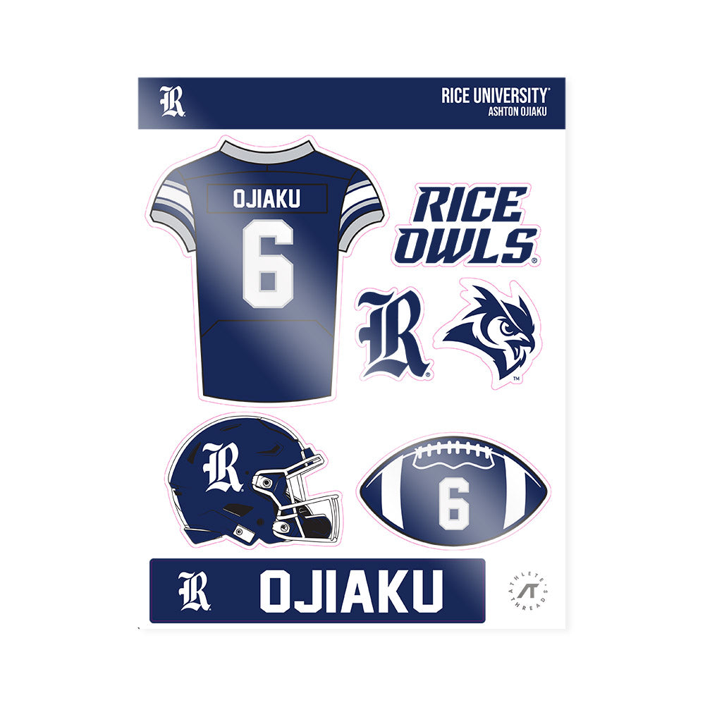 Rice - NCAA Football : Ashton Ojiaku - Sticker Sheet-0