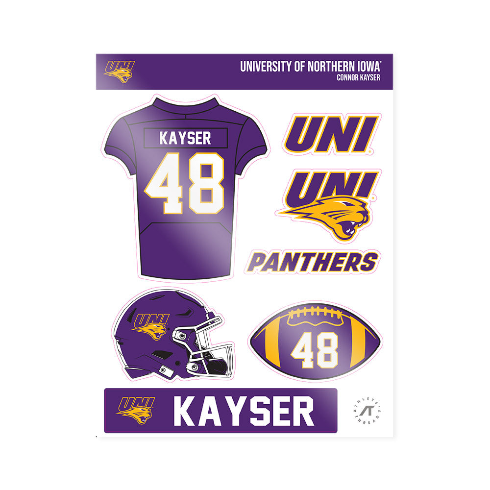 Northern Iowa - NCAA Football : Connor Kayser - Sticker Sheet-0