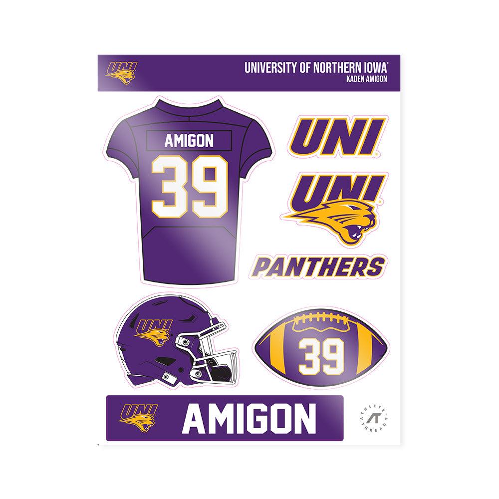 Northern Iowa - NCAA Football : Kaden Amigon - Sticker Sheet-0