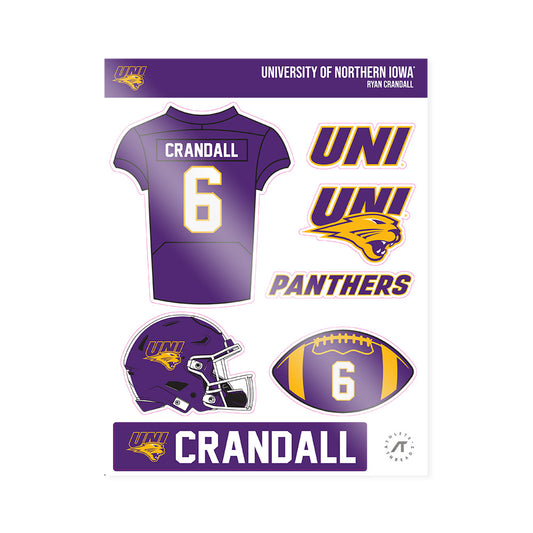 Northern Iowa - NCAA Football : Ryan Crandall - Sticker Sheet-0