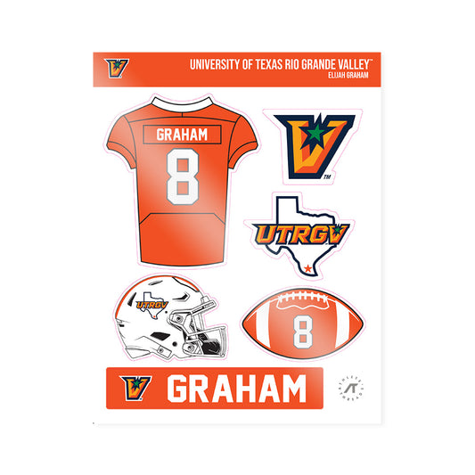 UTRGV - NCAA Football : Elijah Graham - Sticker Sheet-0