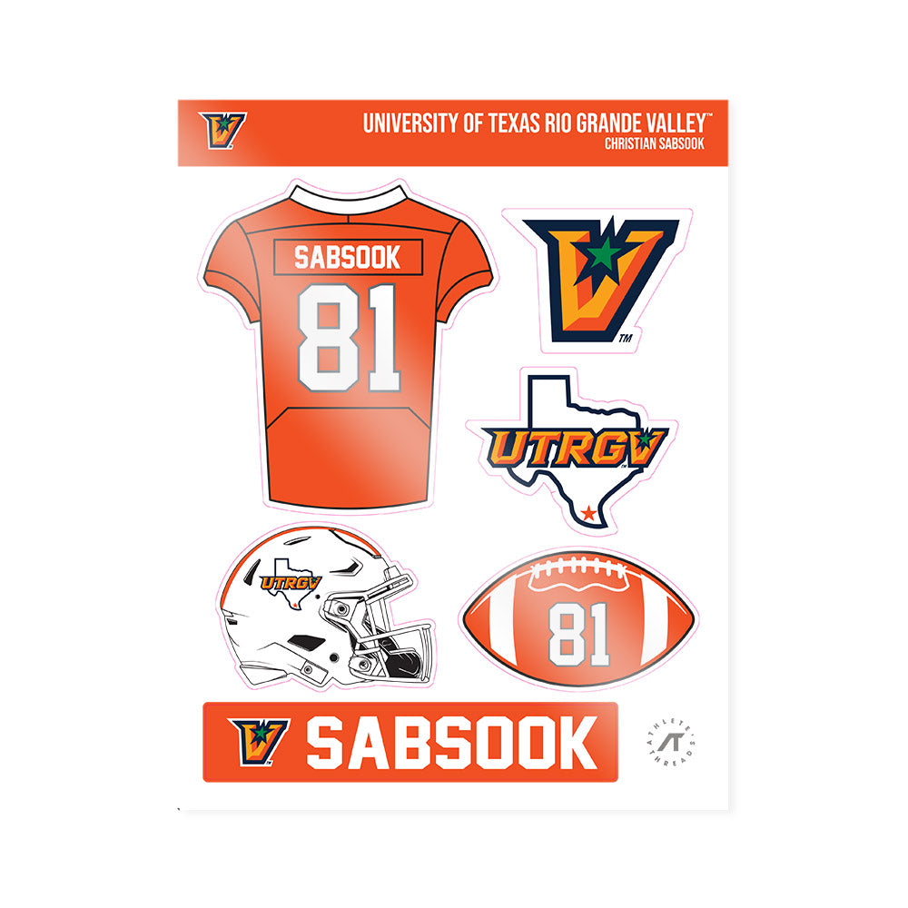 UTRGV - NCAA Football : Christian Sabsook - Sticker Sheet-0