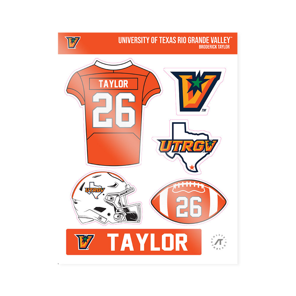 UTRGV - NCAA Football : Broderick Taylor - Sticker Sheet-0