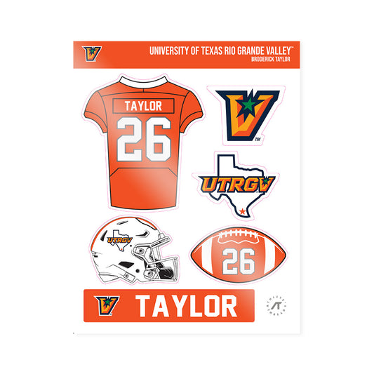 UTRGV - NCAA Football : Broderick Taylor - Sticker Sheet-0