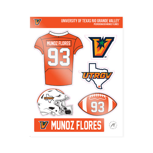 UTRGV - NCAA Football : Pedroignacio Munoz Flores - Sticker Sheet-0