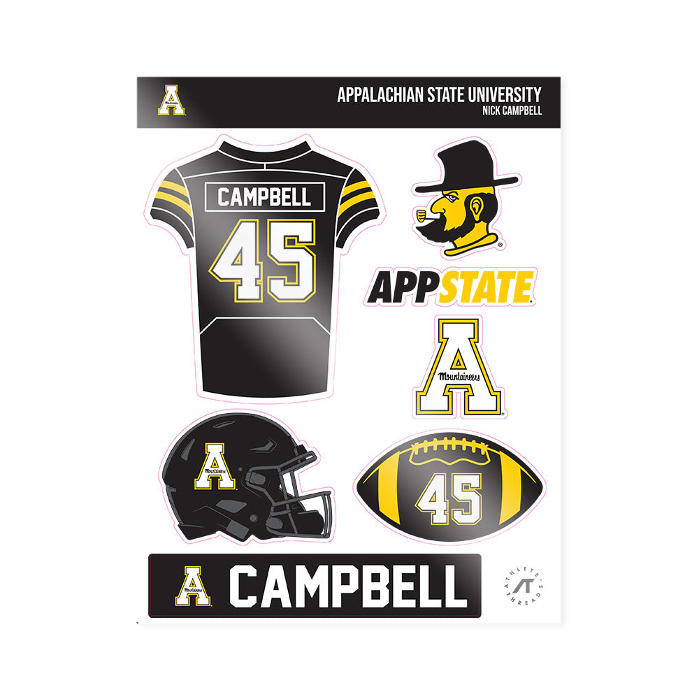 App State - NCAA Football : Nick Campbell - Sticker Sheet-0