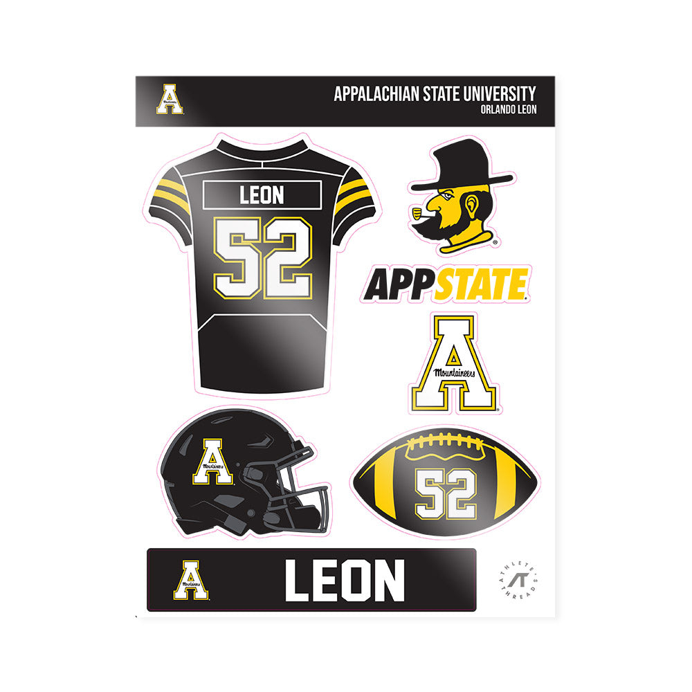 App State - NCAA Football : Orlando Leon - Sticker Sheet-0