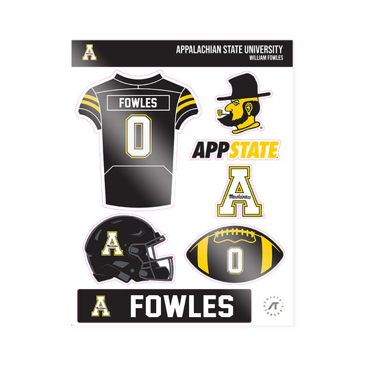 App State - NCAA Football : William Fowles - Sticker Sheet-0