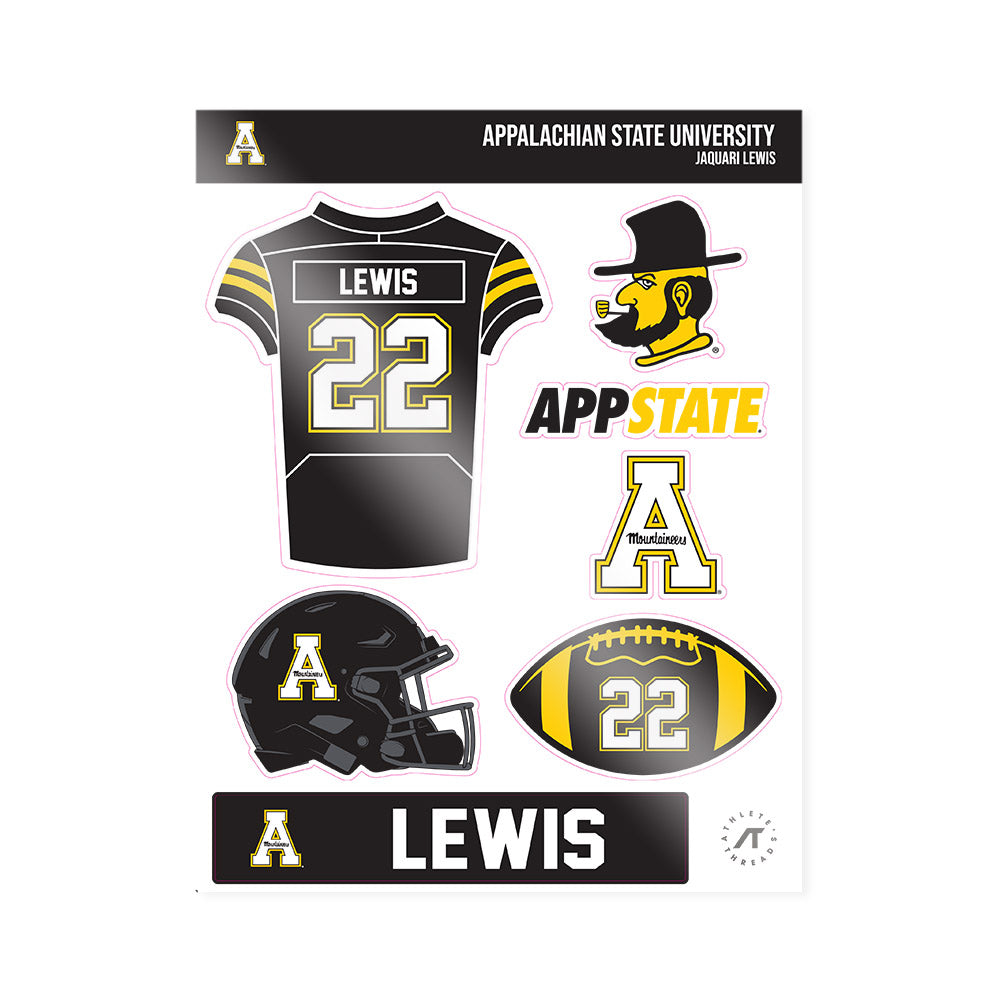 App State - NCAA Football : Jaquari Lewis - Sticker Sheet-0