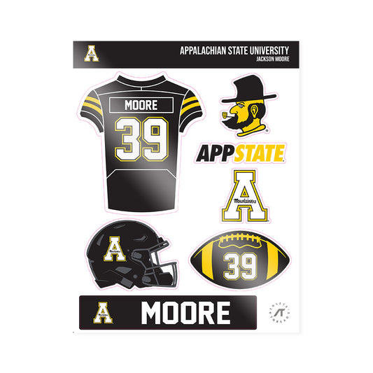 App State - NCAA Football : Jackson Moore - Sticker Sheet-0