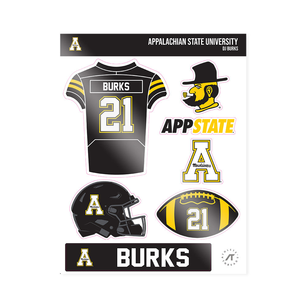 App State - NCAA Football : DJ Burks - Sticker Sheet-0