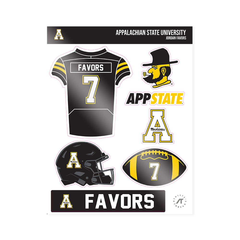 App State - NCAA Football : Jordan Favors - Sticker Sheet-0