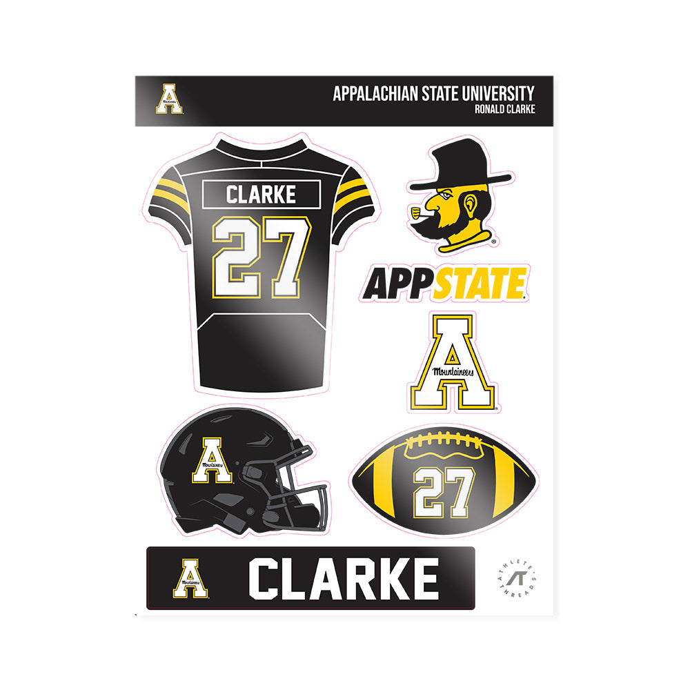 App State - NCAA Football : Ronald Clarke - Sticker Sheet-0