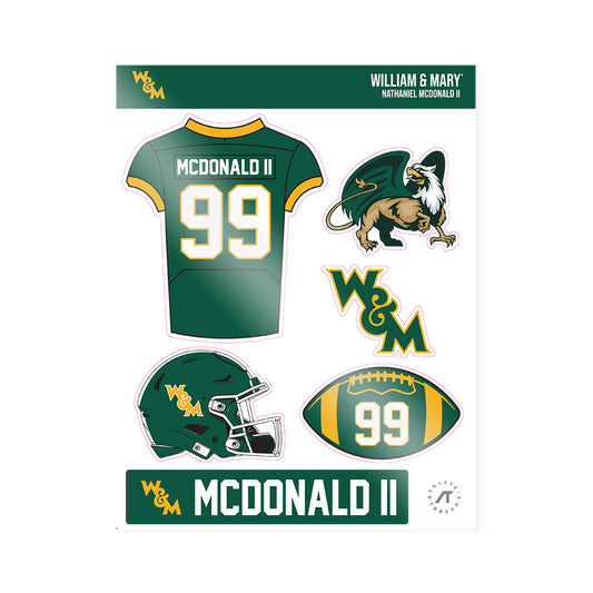 William & Mary - NCAA Football : Nathaniel McDonald II - Sticker Sheet-0