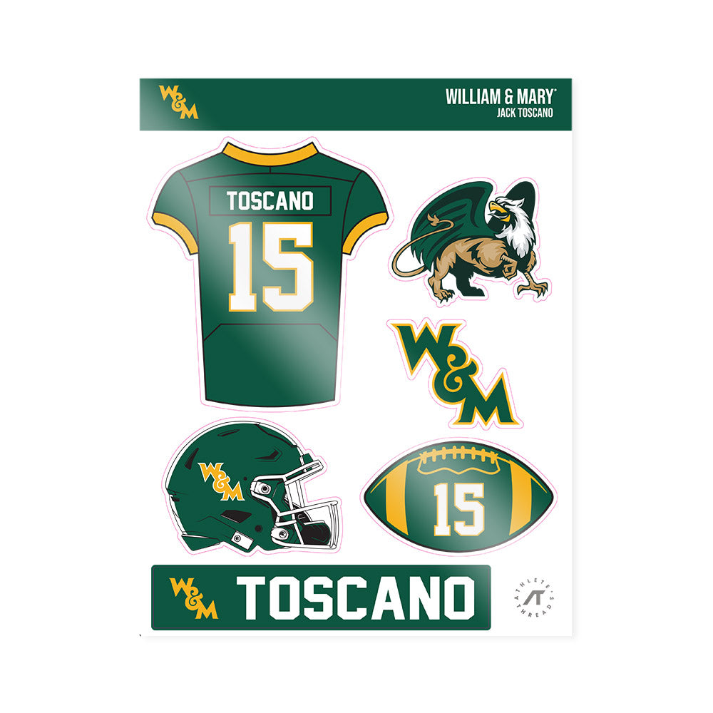 William & Mary - NCAA Football : Jack Toscano - Sticker Sheet-0