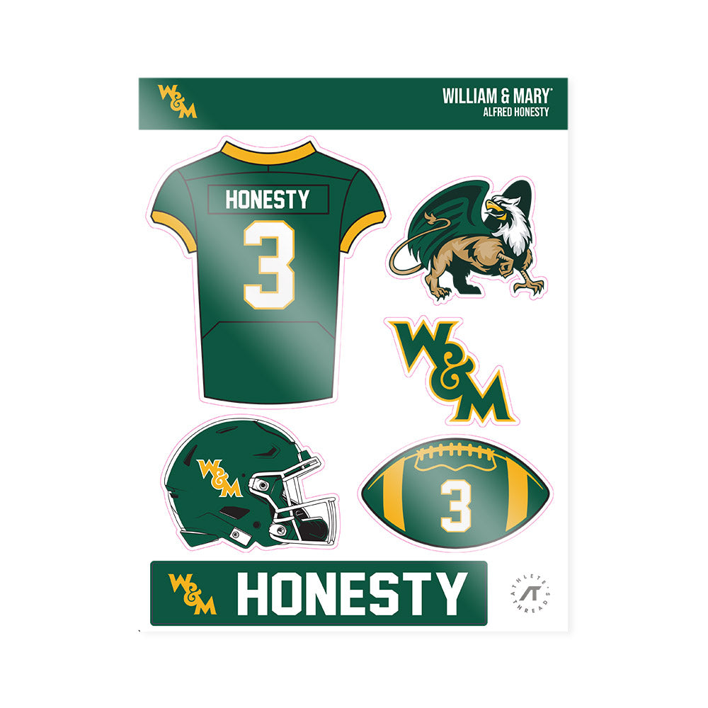 William & Mary - NCAA Football : Alfred Honesty - Sticker Sheet-0