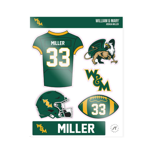 William & Mary - NCAA Football : Joshua Miller - Sticker Sheet-0
