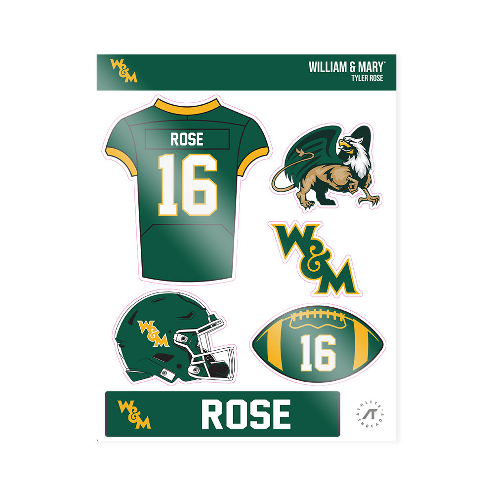 William & Mary - NCAA Football : Tyler Rose - Sticker Sheet-0