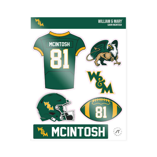 William & Mary - NCAA Football : Gavin McIntosh - Sticker Sheet-0