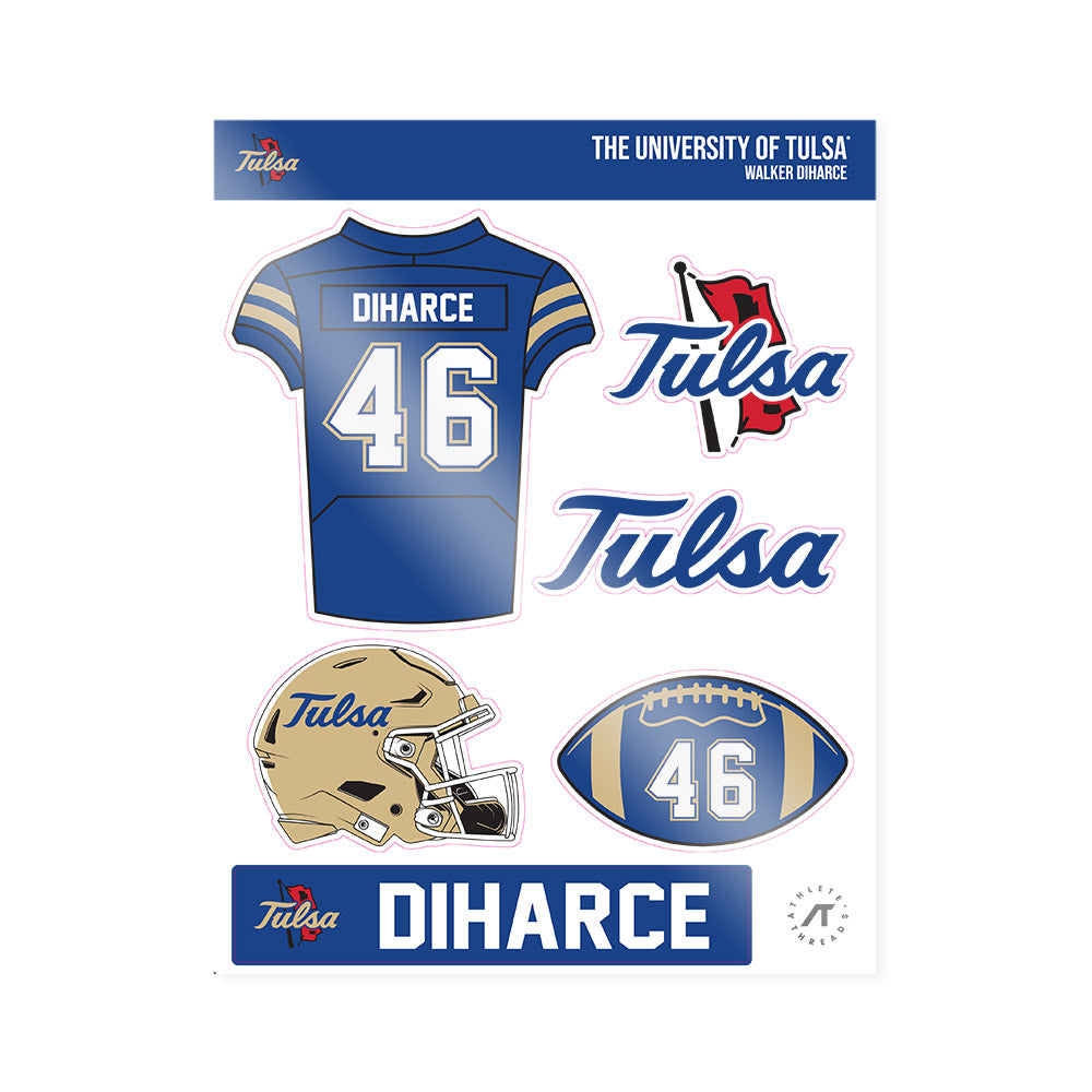 Tulsa - NCAA Football : Walker Diharce - Sticker Sheet-0